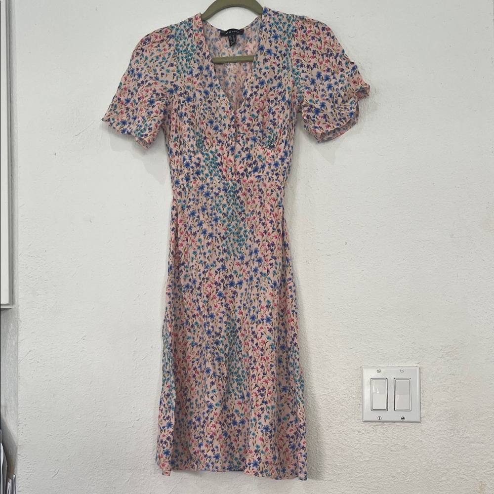 New Look Pink and Blue Floral Midi Dress